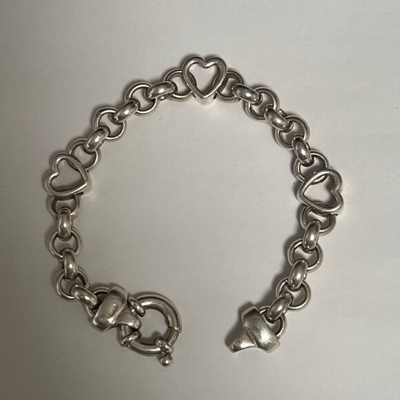 Cute hearts and rolo - Sterling silver 925 bracelet - 7" - Picture 3 of 4